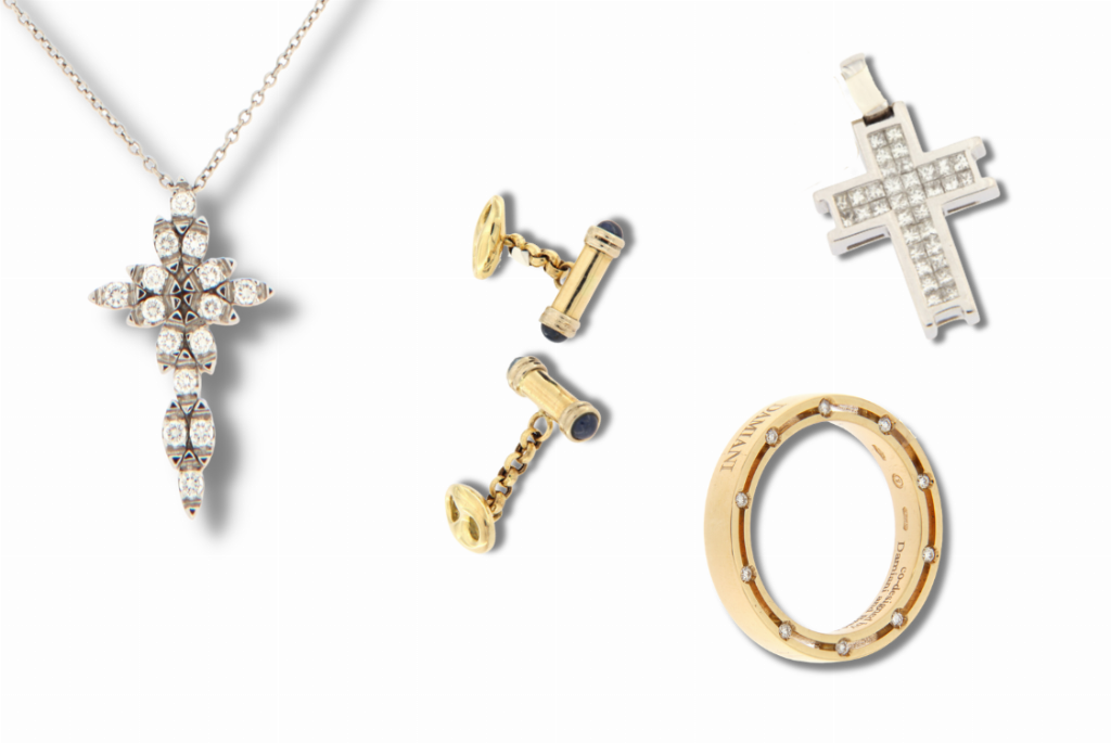 Religious jewellery: gold crosses and wedding rings. - La Coruña Law Court n. 1 - Sale 3