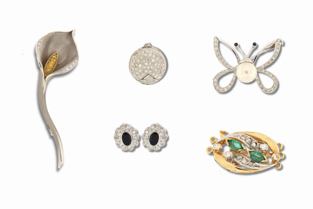 Bijoux exclusifs: broches, colliers et boucles d'oreilles en or - Tribunal n. 1 de La Corogne - Sale 3