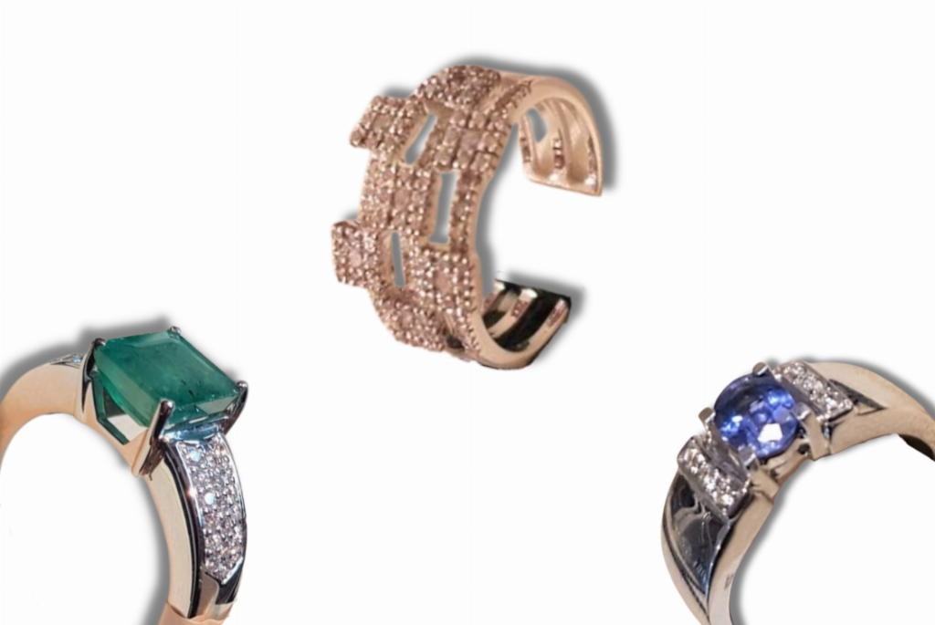 Anéis de ouro com diamantes e pedras preciosas - Tribunal de Comércio n.1 de A Corunha - Venda 3