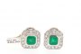 18 Carat White Gold Earrings - Diamonds 1.08 ct - Emeralds 1