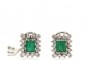 Boucles d'Oreilles Or Blanc 18 Carats - Diamants 0.50 ct - Émeraudes 1 ct 1