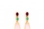 18 Carat Yellow Gold Earrings - Rhodolite - Emerald - Rose Quartz 1