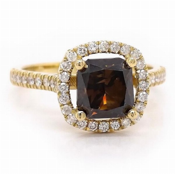 14K yellow gold ring with diamond - Private Sale
